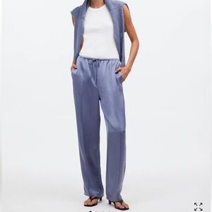 Madewell Pintucked Slim Pull-On Pants in Satin